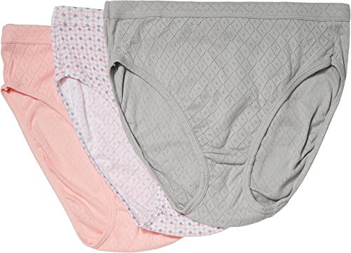 Jockey Elance Breathe French Cut 3-Pack Silver Fox/Spotty Dot/Blushing Rose 10 (3XL)