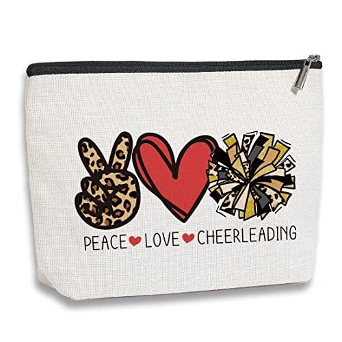 kdxpbpz Cheer Stuff Cheerleader Cheer Bag Funny Cheerleader Gifts Cheerleading Girls Gift Christmas Birthday Gifts for Women Her Female Girls Cheer Team Merchandise - Peace Love Cheerleading