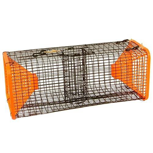 Protoco 9 x 9 x 24 Inch Crawfish and Shrimp Trap, Freshwater & Saltwater Cage Style Fishing Trap for Crawfish, Crayfish, Crawdads, Shrimp - Black / Orange
