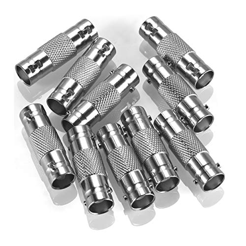 Warmstor 10 Pack BNC Female to BNC Female CCTV Security Camera Adapter Coupler Straight Extender Connector