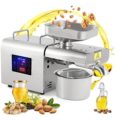 CGOLDENWALL Upgraded Oil Press Machine Automatic Oil Presser Cold Hot Press with Intelligent Control/LCD Touch Screen/ 6 Levels of Temp, Oil Extractor for Commercial Home Use