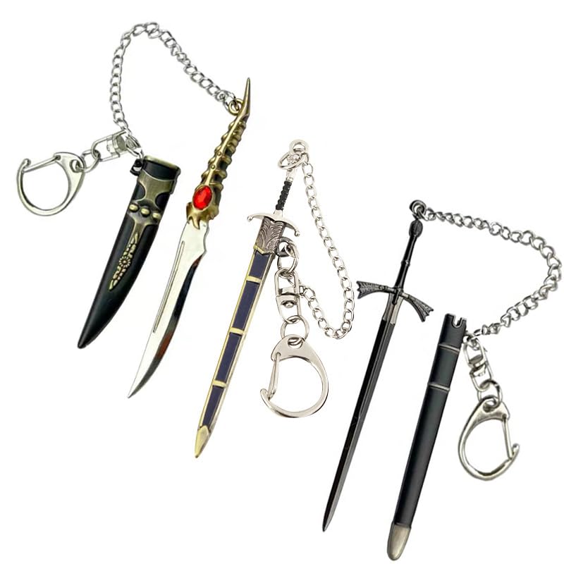 Koelin Mini Sword katana Key chain GOT Sword Keychain Jon Snow Longclaw Sword Valyrian Steel Dagger Arya Stark Needle Keyring for Boy Men Women Gift