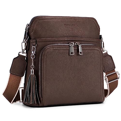Roulens Crossbody Purse for Women,Lightweight Medium Crossbody Bag Soft Leather Women's Shoulder Handbags with Tassel