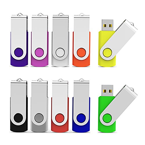 Aiibe 10 Pieces 16 GB USB Flash Drive 16GB USB 2.0 Thumb Drives Bulk Colorful USB Memory Stick Zip Drive Jump Drives for Data Storage, File Sharing (Multicolor, 16G, 10 Pack)