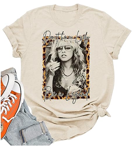 Women Vintagae T Shirt Back to The Gypsy That I was Stevie Shirt Nicks Graphic Music Tees Shirt Rock Band Tops Blouse (L, Cream)