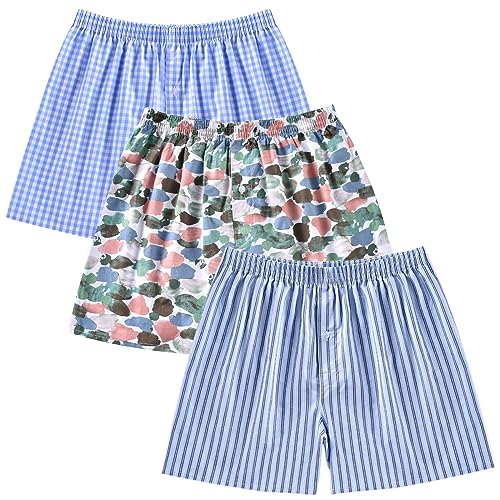 CINVIK Mens Boxers Shorts Old Style Premium No Elastic Male Boxers Cotton Organic Comfy Sleep Short Plaid Cool Boxers for Men X-Large