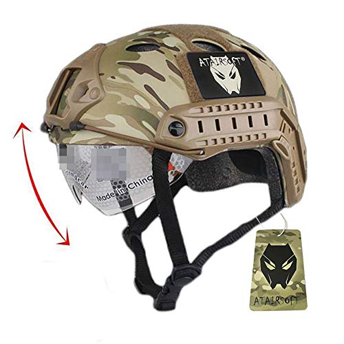 ATAIRSOFT PJ Type Tactical Fast Helmet w/Protective Goggles Version Multicam