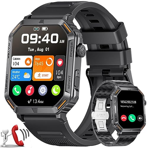 FOXBOX Smart Watch with Metal Band for Men, 1.96' Smartwatch with 24/7 Heart Rate, Blood Pressure, SpO2, Sleep Monitor for iOS Android, 100+ Sports Modes, Bluetooth Call, IP68, 300 Watch Faces
