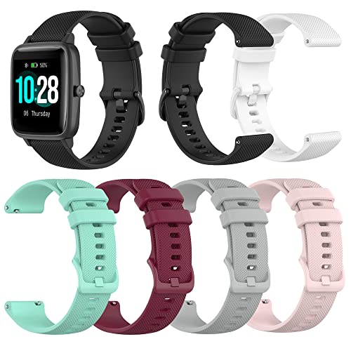 RuenTech 6-Pack Replacement Bands Compatible with Willful ID205L ID205S/Fitpolo ID205L Smart Watch Band, Quick Release Silicone Watch Straps for Women&Men