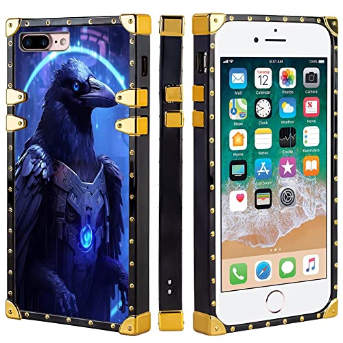 DeweiDirect Mobile Phone Case for iPhone 7/8 Plus with Raven Designer Art325 Pattern Slim Soft TPU Corner Shockproof Protection Bumper Back Cover