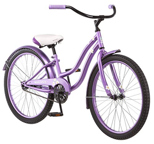 Kulana Hiku Boys and Girls Beach Cruiser Bike, 24-Inch Wheels, Single-Speed, Suggested Rider Height 4'8' to 5'6' tall, Purple