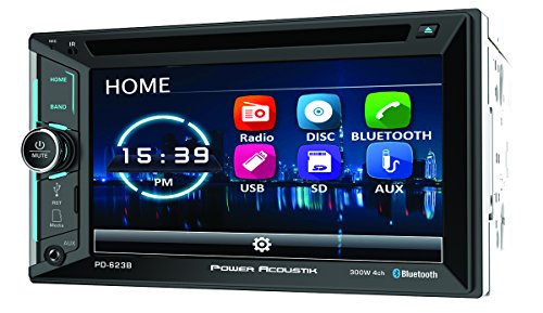 Power ACOUSTIK PD-623B 2-DIN DVD, CD/MP3, AM/FM Receiver 2/6.2' LCD & Bluetooth 4.0, Black