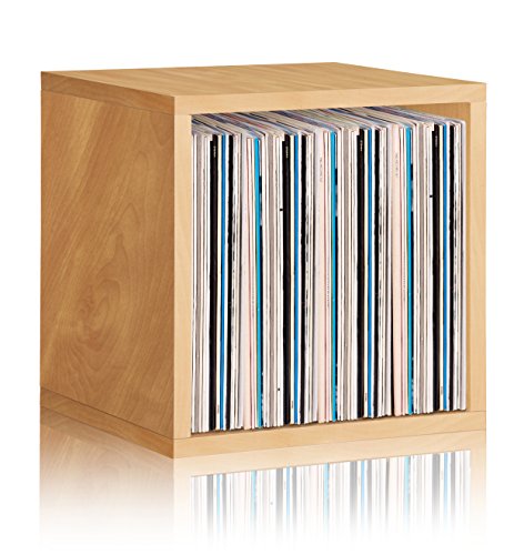 Way Basics Modular Vintage Vinyl Record Storage Blox Cube, Organizer Shelf (Fits 65-70 Album) Natural