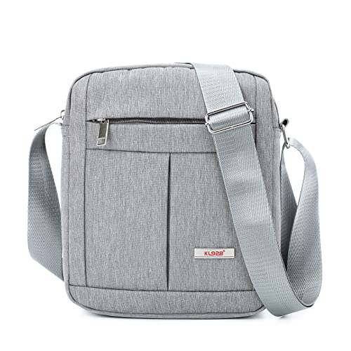KL928 Men's Messenger Bag - Crossbody Shoulder Bags Travel Bag Man Purse Casual Sling Pack for Work Business (1401-2-Gray)