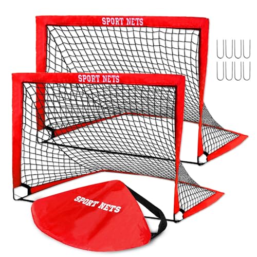 Pop Up Soccer Goal (2 Goal Set, 3x4) with Carry Bag, Quick Twist Set Up and Take Down, Easy Assembly, Portable, Lightweight and Instant Fold Design for Immediate Game Time Fun