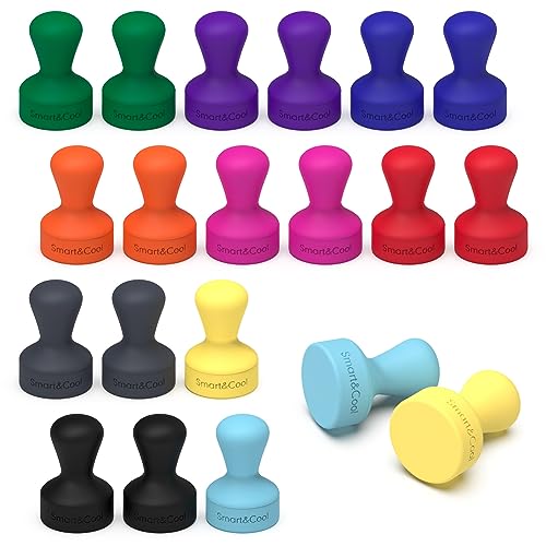 SMART&COOL Silicone Fridge Magnets, Anti Scratch Push Pin Magnets, Refrigerator Magnets, Thumbtack Magnets for Fridge, Dry Erase Board, Whiteboard, Office, Classroom, School (20 Pack, Multi)