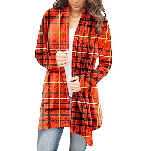 Generic Halloween Cardigan for Women Pumpkin Cardigan Fall Funny Print Cardigans Jackets Long Sleeve Open Front Outwear Coat