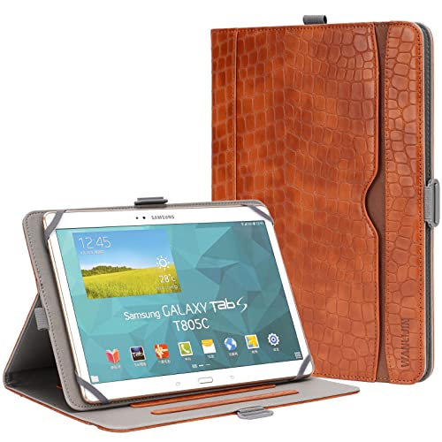 WANLIJIN 9-11 Inch Universal Tablet Case, PU Leather Stand Folio Universal Protective Cover for 9'-11' Tablet, with Pencil Holder and Multiple Viewing Angles (Brown)