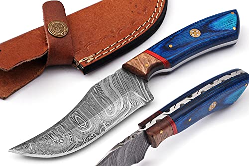 MOHID ENT Damascus Knives Custom Handmade Hunting Knife- Best Damascus Steel Blade Skinning Knife- Fixed Blade Hunting Knife With Sheath Belt Loop
