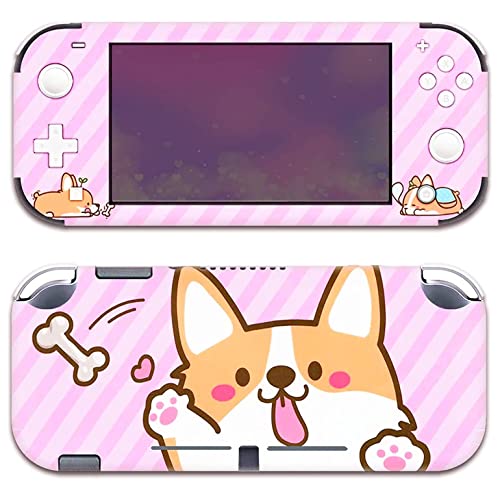 BelugaDesign Dog Corgi Switch Skin | Pastel Sticker Wrap Vinyl Decal | Cute Kawaii Bone Butt Animal Cartoon | Full Set Compatible with Nintendo Switch (Switch Lite, Pink)
