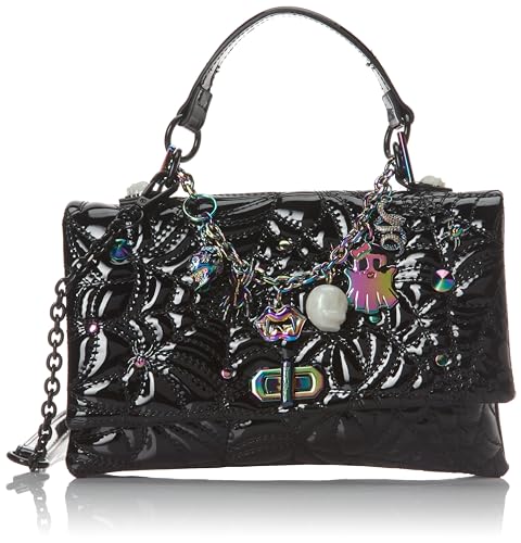 Betsey Johnson Spells Charm Bracelet Bag, Black Patent