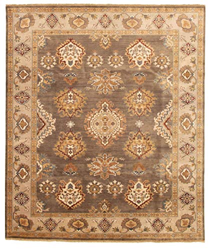 eCarpetGallery Large Area Rug for Living Room, Bedroom | Hand-Knotted | Jules Sultane Traditional Brown Rug 8'2' x 9'10' | 328526