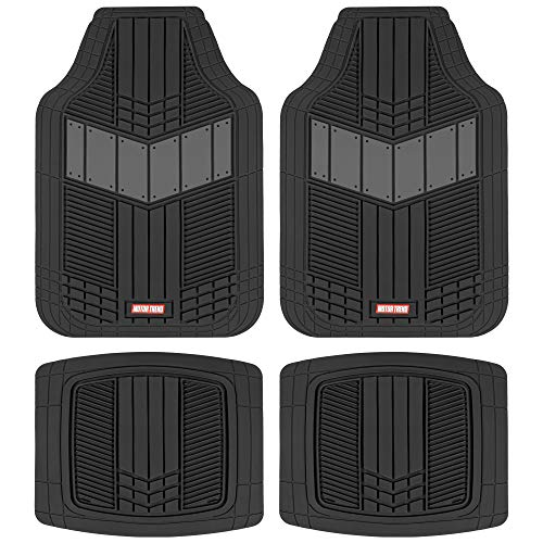 Motor Trend DualFlex Two-Tone Sport Design All-Weather Rubber Floor Mats for Car, Truck, Van & SUV - Waterproof Front & Rear Liners with Drainage Channels