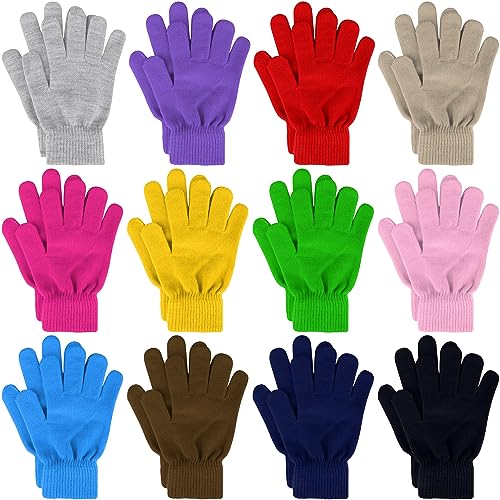 12 Pairs Winter Gloves Knit Warm Gloves Bulk Adult Stretchy Magic Gloves for Men Women Teens