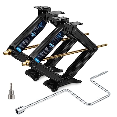 [Upgrade] Kohree 7500lbs RV Stabilizer Leveling Scissor Jacks 24' for Travel Trailer Camper, Set of 2, Heavy Duty RV Stabilizer Jacks Kit with Crank Handle and Drill Bit