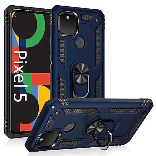 ADDIT Phone Case for Google 5,Google Pixel 5 Case, [ Military Grade ] 15ft. Drop Tested Protective Case with Magnetic Car Mount Ring Holder Stand Cover for Google Pixel 5 5G - Blue