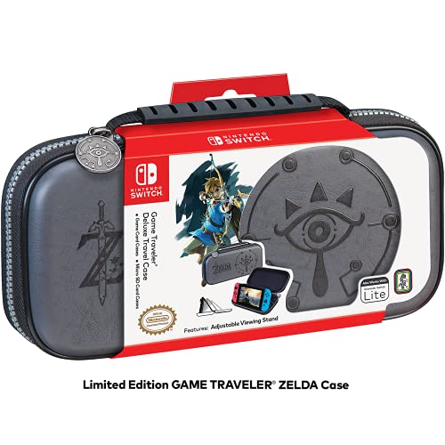 Game Traveler Zelda Nintendo Switch OLED Case - Fits Switch OLED, Original Switch & Switch Lite, Adjustable Viewing Stand & Bonus Game Cases, Deluxe Carry Handle, Licensed Nintendo Switch Game case