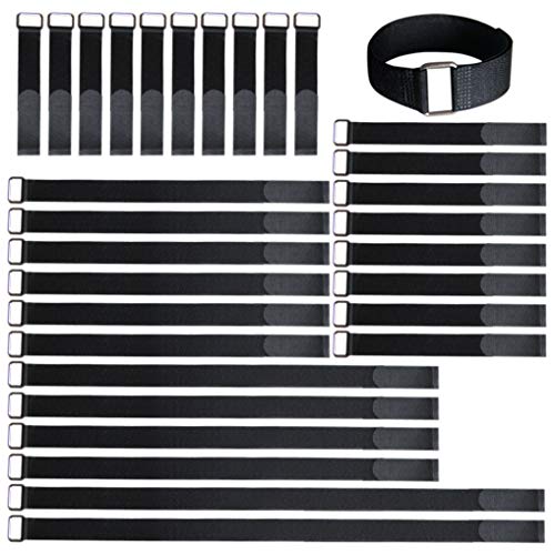 VIGAER 8'12'18'24'30' Hook and Loop Fastening Cable Strap - 30 Pack Reusable Nylon Extend Securing Strap - Adjustable Cinch Strap with Buckle