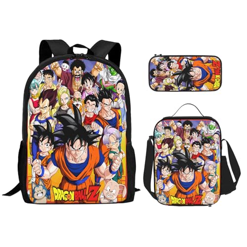FRANTOFIT Anime Ball Z Backpack Set, Casual Backpack, 3D Print Casual Backpack + Lunch Bag Combination-1