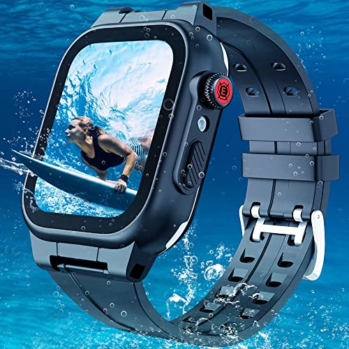 MIZUSUPI for Waterproof Apple Watch Case 45mm 44mm 42mm 41mm 40mm 38mm,IP68 Waterproof Case with Band and Screen Protector for Apple Watch Series 8 7 6 5 4 3 2 SE SE2, Full Body Rugged Protective Case