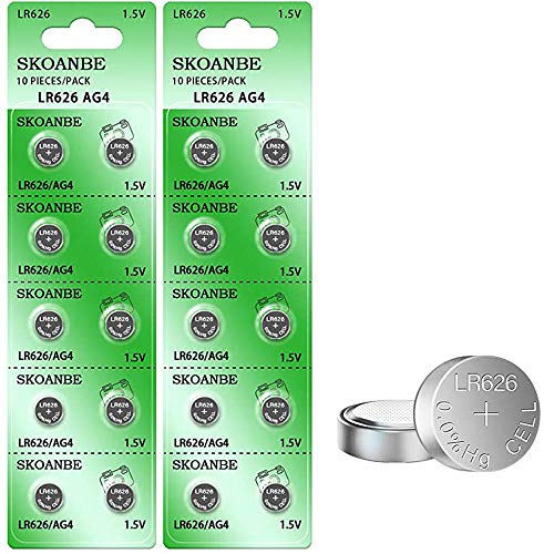 SKOANBE 20Packs SR626SW LR626 AG4 377 V377 LR66 1.5V Watch Battery