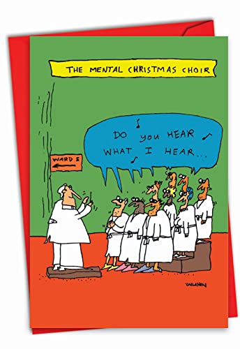 NobleWorks Hilarious Christmas Greeting Card with 5 x 7 Inch Envelope (1 Card) Merry Christmas Holiday John Callahan’s Insane Choir C6141XSG