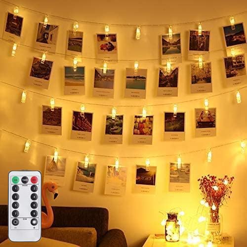 Magnoloran LED Photo Clip String Lights with Remote LED Fairy Twinkle Lights Home Festival Decor Lights for Christmas Party Halloween Thanksgiving Wedding Valentine's Day