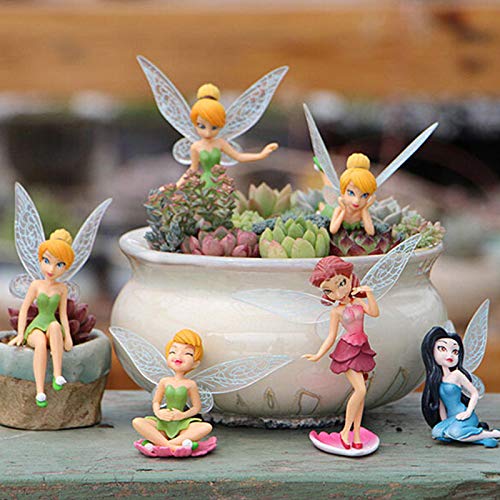 6Pcs Set Miniature Fairies Figurines Accessories, Planter Pot Hanger Decorations Fairies Flower Pot Plastic Fairy Garden Figurines Angel Accessories Ornaments for Outdoor Decor
