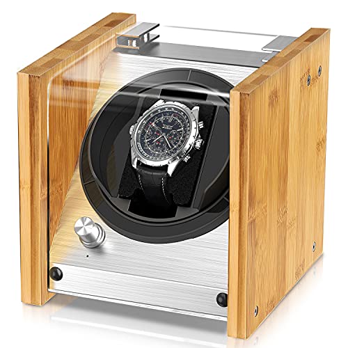 Watch Winder Smith Bamboo Single Watch Winder for Extra Large to Small Watch