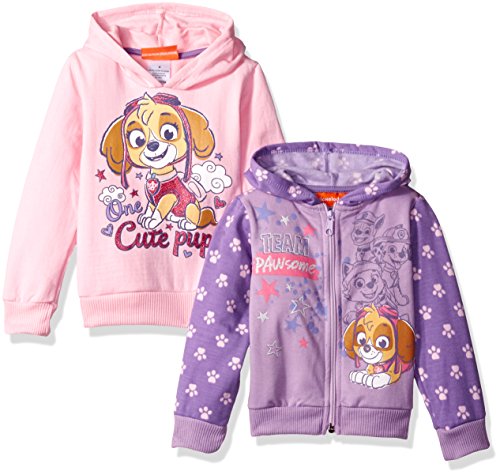 Nickelodeon Girl’s 2-Piece Paw Patrol Print Zip Up and Pullover Hoodies, Purple, 3T