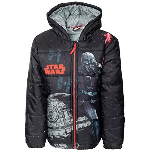 STAR WARS TIE Fighter Darth Vader Little Boys Zip Up Puffer Jacket Black 5-6