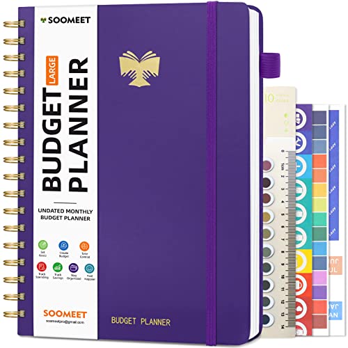 Soomeet Budget Planner - Monthly Bill Organizer with Pockets. Undated Financial Organizer with Expense Tracker Notebook, Budgeting Journal and Budget Book to Control Your Money. Large Size - 7' x 10'