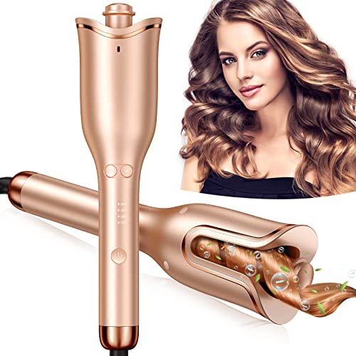 Automatic Hair Curler, Professional Anti-Tangle Automatic Curling Iron with 1' Curling Iron Large Slot & 4 Temperature & 3 Timer, Dual Voltage Rotating Curling Iron with Auto Shut-Off for Hair Styling