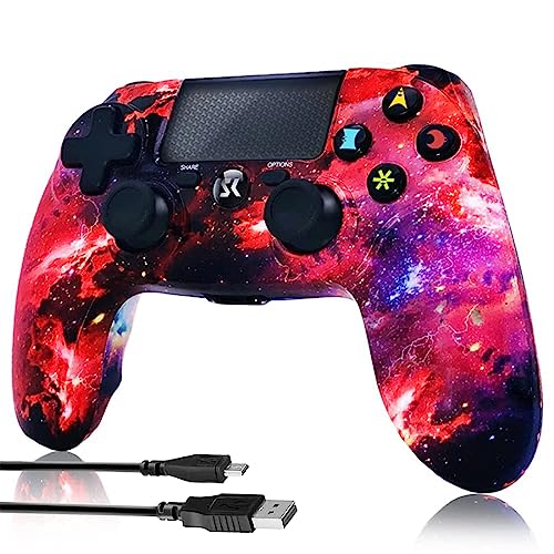 Wireless Controller for PS4,Galaxy Nebula Design High Performance Double Vibration Controller Compatible with Playstation 4 /Pro/Slim/PC with Sensitive Touch Pad,Audio Function, Mini LED Indicator