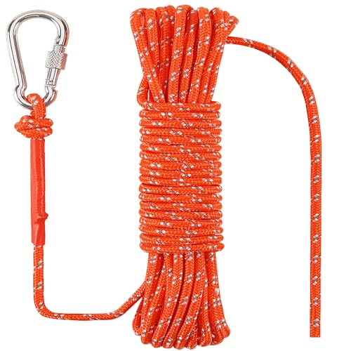 NorthPada 1/4 in (6mm) x 32 Ft (10Meter) Rescue Rope Polypropylene Rope Floating Rope Anchor Rope Boat Rope Marine Rope Dock Lines Kayak Canoe Tow Throw Line Reflective Orange