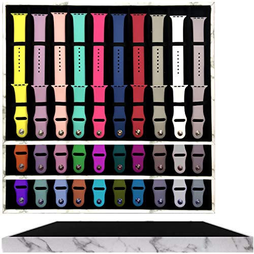 Zero Mass Stackable Luxurious Storage Case Organizer for Apple Watch Bands, Stores 10-20 Smartwatch Straps (White Marble)