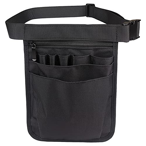 Wessleco Nurse Fanny Pack, Nurse Pouch for Women Men, Nurse Tool Belt, Nurses Utility Storage Pocket Organizer, Utility Waist Pack Multi Compartment Medical Gear Pocket Belt Bag(Black)