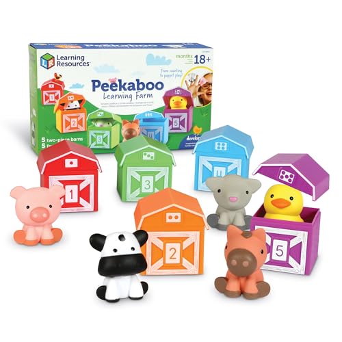 Learning Resources Peekaboo Learning Farm - 10 Pieces, Ages 18+ months Toddler Learning Toys, Counting and Sorting Toys, Farm Animals Toys,Stocking Stuffers