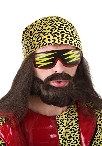 Fun Costumes WWE Macho Man Randy Savage Fake Beard and Wig Kit with Macho Man Sunglasses Standard