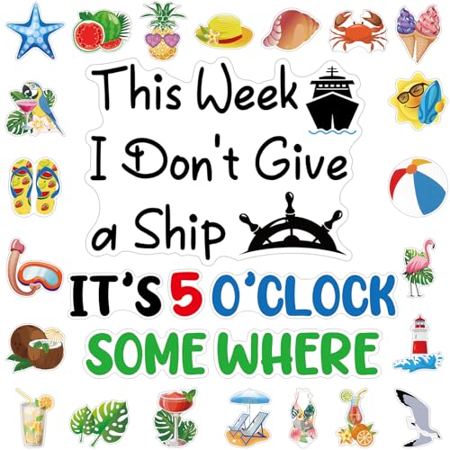 Leumoi 27 Pcs Summer Cruise Door Magnets Decorations Funny Cruise Ship Door Magnets Magnetic Reusable Cruise Magnet for Summer Cabin Door Ship Carnival Refrigerator Office Car Accessories